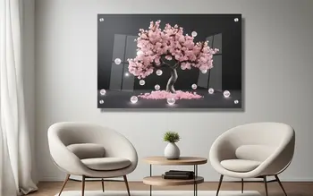 "פריחה ורודה" - תמונת זכוכית מושלמת לבית או למשרד