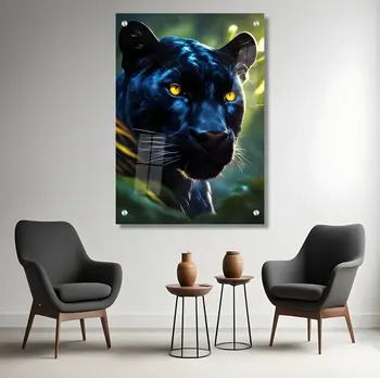 תמונת זכוכית מרהיבה לסלון ולמשרד הפנתר השחור