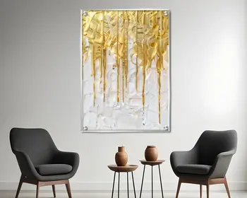 תמונת זכוכית אבסטרקט מהממת של נטיפי זהב