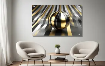 הכדור המוזהב בגוונים של שחור וזהב מבריק תמונת זכוכית