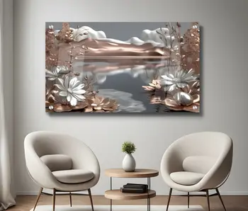 ה"אגם הכסוף" בגוונים מתכתיים תמונת זכוכית