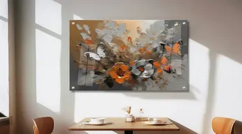 תמונת זכוכית "פרחים ופרפרים" - אבסטרקט מודרני