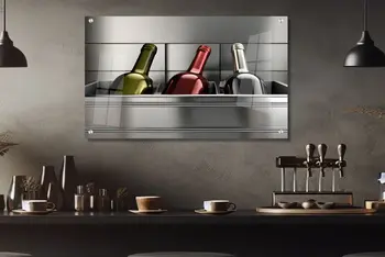 תמונת זכוכית שתוסיף יוקרה לבית ולמשרד בקבוקי היין