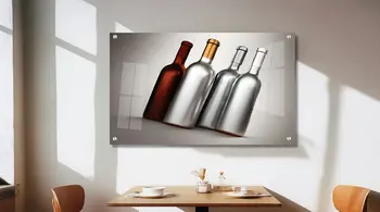 תמונת זכוכית - "יינות שיכורים" בגווני בורדו וכסף