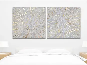 סט 2 תמונות זכוכית – שיש נוזלי בגווני זהב