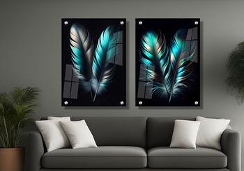 סט 2 תמונות זכוכית