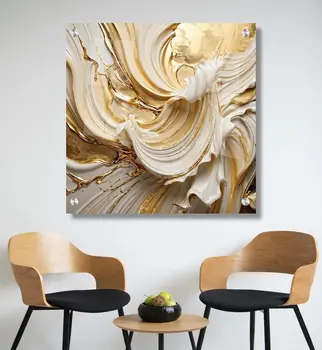 תמונת אומנות ריבועית צבעונית - זכוכית מרהיבה לסלון ולמשרד