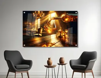 תמונת זכוכית מרהיבה לסלון ולמשרד - "יין הזהב"