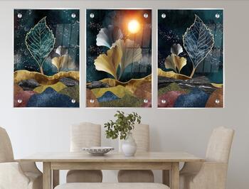 סט 3 תמונות זכוכית