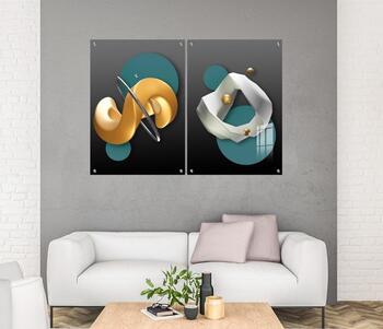 סט 2 תמונות זכוכית