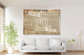 תמונת זכוכית פיטום הקטורת בשילוב המנורה - רקע קלף