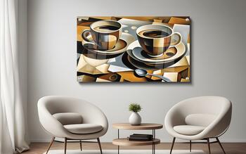 תמונת זכוכית מרהיבה לסלון ולמשרד קפה לבוקר