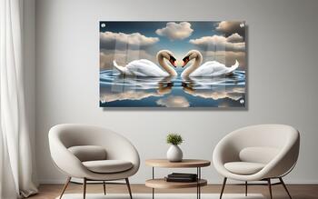 תמונת זכוכית מרהיבה לסלון ולמשרד אגם הברבורים