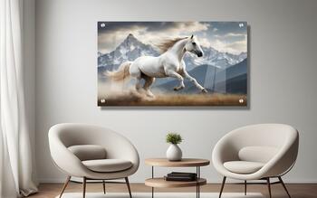 תמונת זכוכית מרהיבה לסלון ולמשרד - הסוס הדוהר