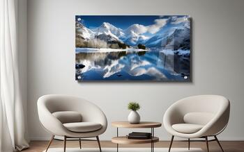 תמונת זכוכית מרהיבה לסלון ולמשרד השתקפות הרים