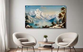 הרים מושלגים - הדפסה ישירה על תמונת זכוכית באיכות HD