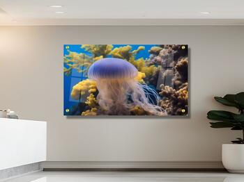 תמונת זכוכית מרהיבה לסלון ולמשרד "המדוזה הזוהרת"