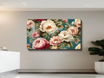 פרחים בסגנון וינטג' - תמונת זכוכית