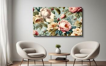 הרמוניית פרחים בסגנון וינטג' - תמונת זכוכית באיכות HD