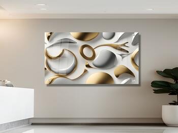 תמונת זכוכית מרהיבה לסלון ולמשרד נגיעות זהב וכסף