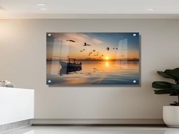 תמונת זכוכית מרהיבה לסלון ולמשרד - סירת הדייגים