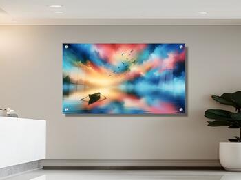 תמונת זכוכית מרהיבה לסלון ולמשרד "משוטים וצבעים"