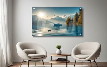 תמונת זכוכית מרהיבה לסלון ולמשרד אוניה באגם