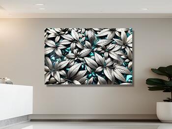 עלי שלכת כסופים - תמונת זכוכית בסגנון תלת מימד